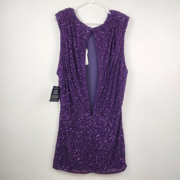 Retrofete Berline Sequin Mini Dress Purple Size XL Open Back NWT - Picture 6 of 11